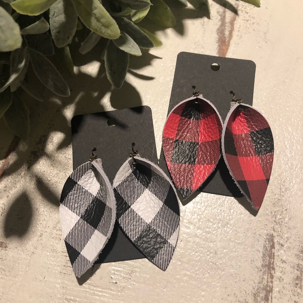 Buffalo Plaid Leather Earring Bundle